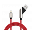 Cablu Date si Incarcare USB la Lightning Soultech Moveable Fast Platinum DK026K, 1 m, Rosu, Blister 