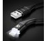 Cablu Date si Incarcare USB la Lightning Floveme, 2A, LED, 1 m, Negru, Blister 