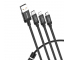 Cablu Date si Incarcare USB la Lightning - USB la MicroUSB - USB la USB Type-C Baseus Data Faction 3 in 1, 1.2 m, Negru, Blister 