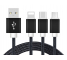 Cablu Date si Incarcare USB la Lightning - USB la MicroUSB - USB la USB Type-C Reekin Woven 3in1, 1.2 m, Negru, Blister
