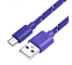 Cablu Date si Incarcare USB la MicroUSB OEM Woven 2m, Mov, Bulk 
