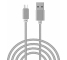 Cablu Date si Incarcare USB la MicroUSB OEM Woven, 2 m, Argintiu, Bulk 