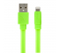 Cablu Date si Incarcare USB la Lightning Gecko Flat Glow, 1.2 m, Verde, Blister GG100131 
