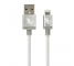Cablu Date si Incarcare USB la Lightning Gecko Metallic, 1.2 m, Argintiu, Blister GG100123 
