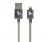 Cablu Date si Incarcare USB la Lightning Gecko Metallic, 1.2 m, Gri, Blister GG100124 