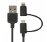 Cablu Date si Incarcare USB la Lightning - USB la MicroUSB Gecko, 1 m, Negru, Blister GG100094 