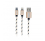 Cablu Date si Incarcare USB la Lightning - USB la MicroUSB XO Design NB10 2.4A, 1.2 m, Auriu, Blister 