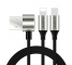 Cablu Date si Incarcare USB la Lightning - USB la MicroUSB Floveme L Type, 1 m, Negru, Blister 