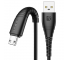 Cablu Date si Incarcare USB la MicroUSB Floveme, 1 m, Negru, Blister 