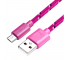 Cablu Date si Incarcare USB la MicroUSB OEM Textil, 2 m, Mov, Bulk 