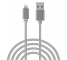 Cablu Date si Incarcare USB la Lightning OEM Woven, 1 m, Argintiu, Bulk 