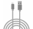 Cablu Date si Incarcare USB la MicroUSB OEM Woven, 1 m, Argintiu, Bulk 