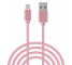 Cablu Date si Incarcare USB la USB Type-C OEM Woven, 1 m, Roz, Bulk 