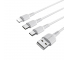 Cablu Incarcare USB la Lightning - USB la MicroUSB - USB la USB Type-C Borofone BX16, 1 m, Alb