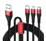 Cablu Incarcare USB la Lightning - USB la MicroUSB - USB la USB Type-C Amorus Fast Charging, 1.2 m, Rosu, Blister 