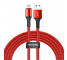 Cablu Date si Incarcare USB la Lightning Baseus Halo, 1.5A, 2 m, Cu LED, Rosu CALGH-C09
