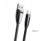 Cablu Date si Incarcare USB la USB Type-C Borofone BlinkJet BU3, Led Stare, 2.4A, 1.2 m, Negru, Blister 