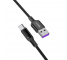 Cablu Date si Incarcare USB la USB Type-C Rock R2 5A, Fast Charging, 1 m, Negru, Blister 