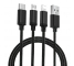 Cablu Incarcare USB la Lightning - USB la MicroUSB - USB la USB Type-C Remax Agile RC-131th, 2.8A, 3in1, 1.15 m, Negru