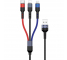 Cablu Date si Incarcare USB la Lightning - USB la MicroUSB - USB la USB Type-C Usams U26, PD Fast Charge 2A, 3 m, Multicolor, Blister US-SJ412 