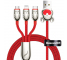 Cablu Date si Incarcare USB la Lightning - USB la MicroUSB - USB la USB Type-C Baseus Three Mouse 3in1, 3,5A, 1.2 m, Rosu CAMLT-MU09