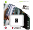 Card Memorie MicroSDXC Kingston Canvas Select Plus, 64Gb, Clasa 10 - UHS-1 U1 SDCS2/64GBSP