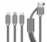 Cablu Incarcare USB la Lightning - USB la MicroUSB - USB la USB Type-C MaXlife 3in1, 2.1A, 1 m, Gri, Blister 