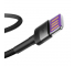 Cablu Date si Incarcare USB la USB Type-C Baseus Cafule, Quick Charge, 40W, 1 m, Gri - Negru, Blister CATKLF-PG1 