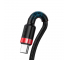 Cablu Date si Incarcare USB la USB Type-C Baseus Cafule, Quick Charge, 40W, 1 m, Negru - Rosu CATKLF-P91