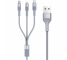 Cablu Date si Incarcare USB la Lightning - USB la MicroUSB - USB la USB Type-C Borofone BX21, 3-in-1 Outstanding, 1 m, Gri, Blister 