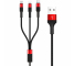 Cablu Date si Incarcare USB la Lightning - USB la MicroUSB - USB la USB Type-C Borofone BX21, 3-in-1 Outstanding, 1 m, Rosu, Blister 