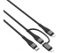Cablu Incarcare USB - MicroUSB / USB Type-C / Lightning Borofone BX32 Munificent,  4-in-1, 1 m, Negru