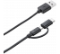 Cablu Date si Incarcare USB la MicroUSB - USB la USB Type-C Varta 2in1, 1 m, Negru