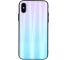 Husa TPU OEM Aurora cu spate din sticla pentru Apple iPhone 7 / Apple iPhone 8 / Apple iPhone SE (2020), Albastra-Roz, Bulk 