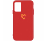 Husa TPU OEM Frosted Golden Love Heart pentru Samsung Galaxy A51 A515, Rosie, Bulk 