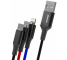 Cablu Date si Incarcare USB - Lightning / USB Type-C / MicroUSB Dudao L10pro, 5A, 0.38 m, Alb