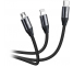 Cablu Incarcare USB - Lightning / USB Type-C / MicroUSB Baseus, 3.5A, 1 m, Negru CAMLT-FX01