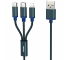 Cablu Incarcare USB - Lightning / USB Type-C / MicroUSB Remax RC131th, 3in1 Gition, 1.15 m, Bleumarin