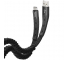 Cablu Date si Incarcare USB la USB Type-C HOCO U78, Cotton Treasure Elastic, 1.2 m, Negru, Blister 