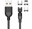 Cablu Incarcare USB - Lightning / USB Type-C / MicroUSB OEM Magnetic Rotate, L, 2m, 2A, Negru