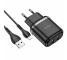 Incarcator Retea cu cablu Lightning HOCO N4, 2 X USB, 2.4A, Negru