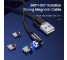 Cablu Incarcare USB - Lightning / USB Type-C / MicroUSB Floveme Braided, Magnetic, 2.1A, 1 m, Negru