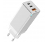 Incarcator Retea USB Baseus GaN, 1 X USB - 2 x USB Tip-C, 65W, Quick Charge, Alb CCGAN-B02