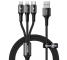 Cablu Incarcare USB - Lightning / MicroUSB / USB Type-C Baseus Halo, 1.2 m, 3.5A, Negru CAMLT-HA01 