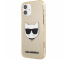 Husa TPU Karl Lagerfeld Choupette Head Glitter pentru Apple iPhone 12 mini, Aurie KLHCP12SCHTUGLGO 