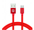 Cablu Date si Incarcare USB la MicroUSB Swissten Textile, 3 m, Rosu 