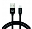 Cablu Date si Incarcare USB la Lightning Swissten Textile, 3 m, Negru 