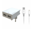 Incarcator Retea cu cablu Lightning Swissten Smart IC, Suport Device, 3A, 2 X USB, Alb 