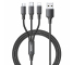Cablu Incarcare USB - Lightning / USB Type-C / MicroUSB Remax Gition Series, 1.2 m, 3.1A, 3in1, Negru RC-189th 