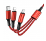 Cablu Incarcare USB la Lightning / USB Type-C / MicroUSB Borofone BX50 Fresco, 1 m, 2.4A, Rosu 